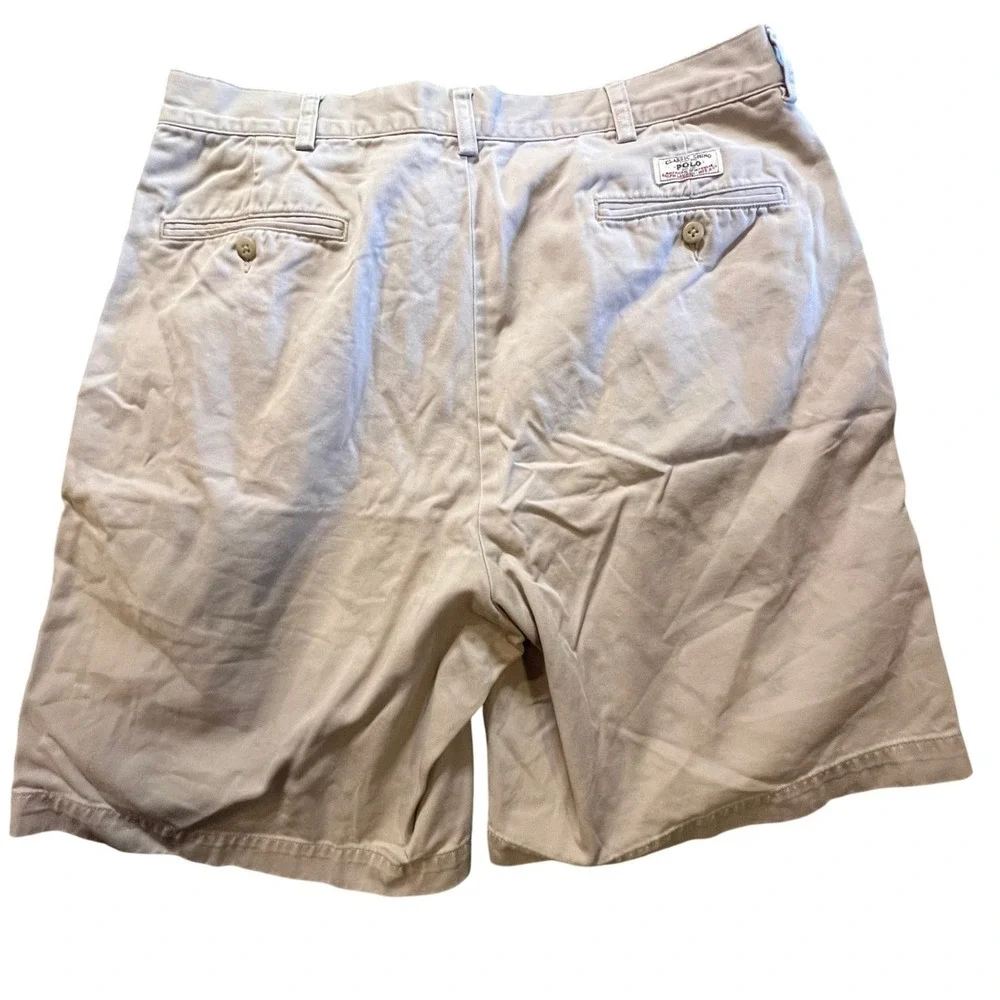Polo Ralph‎ Lauren Men's Tyler Tan Pleated Chino Shorts Size 36 Casual Summer